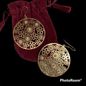 Brand new, gold tone medallion earrings